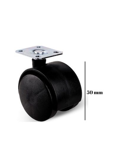 Düz Tablalı Tekerlek 50mm Masa Sehpa Dolap Tekeri Siyah 50mm 4 Adet Siyah