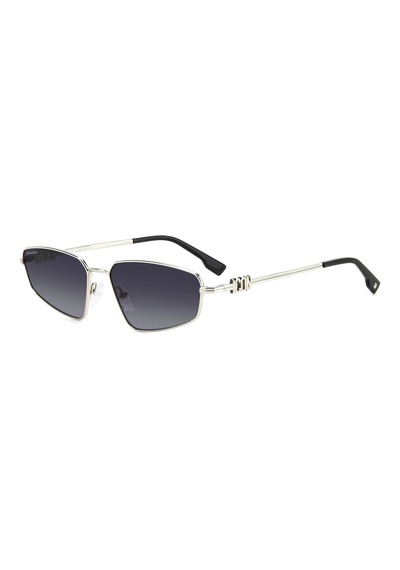 Dsquared2 Unisex Güneş Gözlüğü - Geometrik Gümüş Metal Çerçeve Koyu Gri Aynalı Degrade Uv400 Cam %10 Çok Renkli