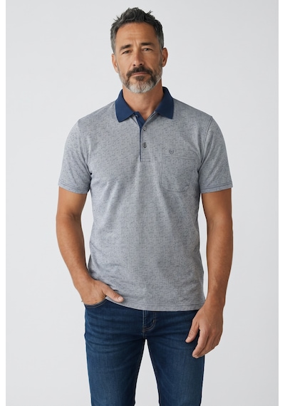 Erkek Simenti Fitilli Yakalı Penye Baba Lacivert Tshirt
