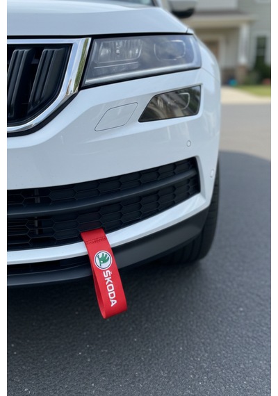 Skoda Araçlar İçin Kırmızı Tampon Çeki İpi Sportif Görünüm Ve Kolay Montaj