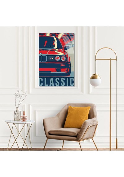 Bmw M Retro Pop Art Cam Tablo 60x90 Cm