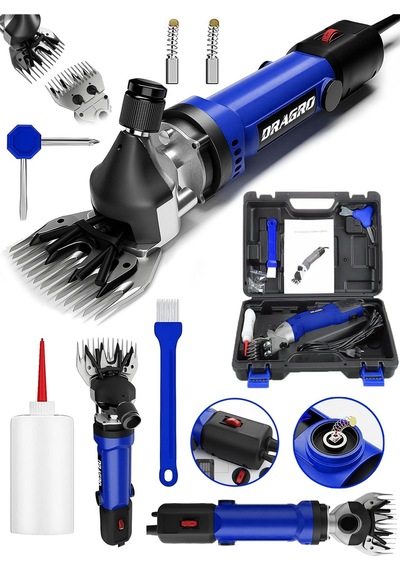 Dragro 4200 W Devir Ayarli Bakir Sargili Çelik Şanzıman Koyun Keçi Kirkma Makinesi -Mavi