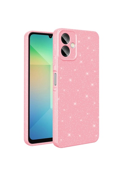 Zore Samsung Galaxy Uyumlu A07 Kılıf Kamera Korumalı Simli Lüks Omsy Koton Kapak - Açık Pembe