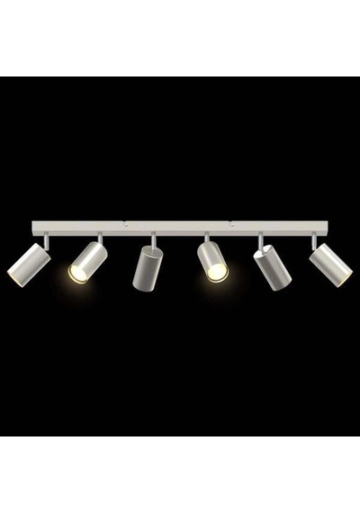 Rsylight Retro Modern İnox180 Derece Hareketli Modern Spor 6 Lı Led Spot Avize Günışığı Ampullü Gri
