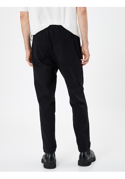 Koton Canvas Pantolon Cepli Pamuklu Siyah 4wam40105hw