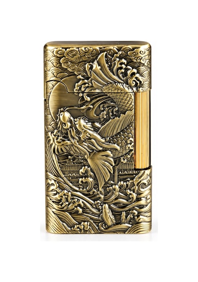 Vintage Desenli Benzinli Metal Gold Antik Görünümlü Premium Hediyelik Model Kahverengi