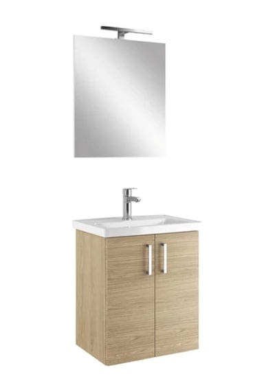 Kale Noah Meşe 55 Cm Kapaklı Alt Dolap, Lavabo Ve Ayna Takımı Kahverengi
