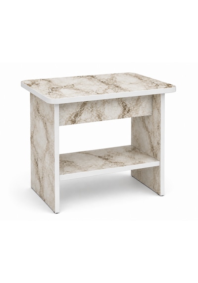 Nova Raflı Ofis Sehpası, Raflı Orta Sehpa, Raflı Ara Sehpa, 60 X 50 Cm Tabla, Yükseklik 45 Cm Antik Beyaz