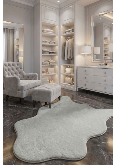 Puffy Yumuşak Peluş Post Halı Kaymaz,yıkanabilir,antre,hol,giyinme Odası, Makyaj Masası Halısı Gri