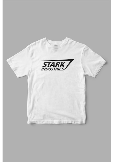 "stark Industries" Tony Stark Ironman Baskılı Tişört Beyaz