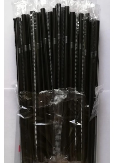 Siyah Pipet 50'li Kalın Pipet Jelatin Sargılı Körüklü Frozen Kıvrımlı Pipet