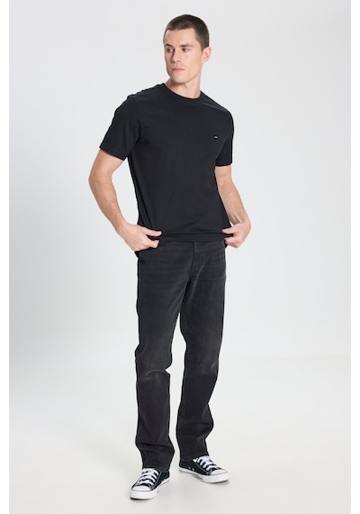Regular Fit Normal Kesim Bisiklet Yaka %100 Pamuk Siyah Tişört W7NM203877001 Siyah