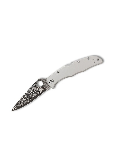 Spyderco Endura 4 Titanium Damascus Plainedge Kamp Çakı Gri