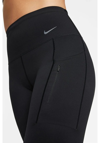 Nike Trainng Go Dri Fit İnfinalock High Rise 7/8 Black 6 Cepli Toparlayıcı Yüksek Belli Reflektörlü Antrenman Taytı Siyah