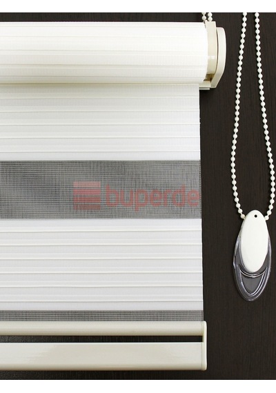 Buperde Ekru (Açık Krem) Dar Pilise Pliseli Zebra Stor Perde
