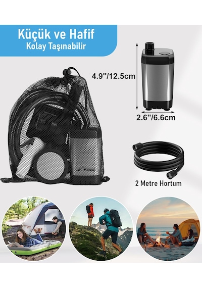 Valkyrie Akıllı Led Ekranlı Taşınabilir Duş & Su Pompası Kamp Bahçe Ve Seyahat İçin Şarjlı Kolay Kurulum