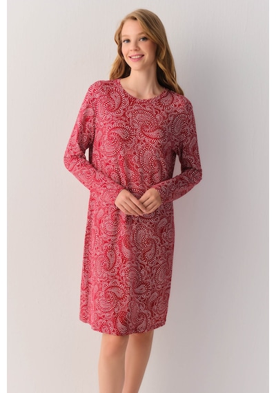Suwen Paisley Günlük Elbise Sh27402613d082 Kırmızı
