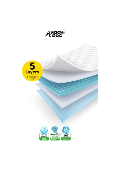 Köpek Eğitim Pedi 60x90 Kaydırmaz Bantlı 150 Adet Blue Pack