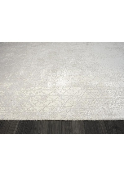 Elegance Eg014a Beyaz Halı Sedef Geometrik Detaylı Modern Viskon Doğal Iplik Bambu Halı Tozu Az-67 Grı-beyaz