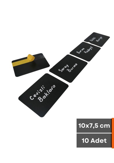 10 Adet Silinebilir A7 Karatahta Siyah Etiket 10 x 7,5 CM Yapışkanlı