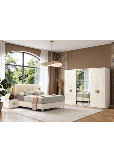 Darius Tamamı Mdf 6 Membranlı Kapaklı Reflekte Camlı Gardırop Dolap Beyaz