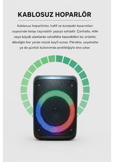 Torima KTS-1238 Bluetooth 5.0 RGB Işıklı Kablosuz Speaker