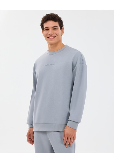 Skechers M Essential Crewneck Sweatshirt Erkek Gri Sweatshirt S2610015-4256 Gri