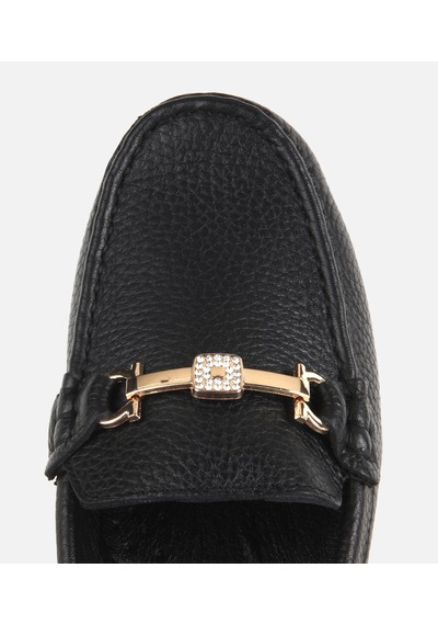 Hotiç Kadın Deri Siyah Gold Toka Detaylı Comfort Günlük Loafer 01ayh328770a100 01ayh328770a100