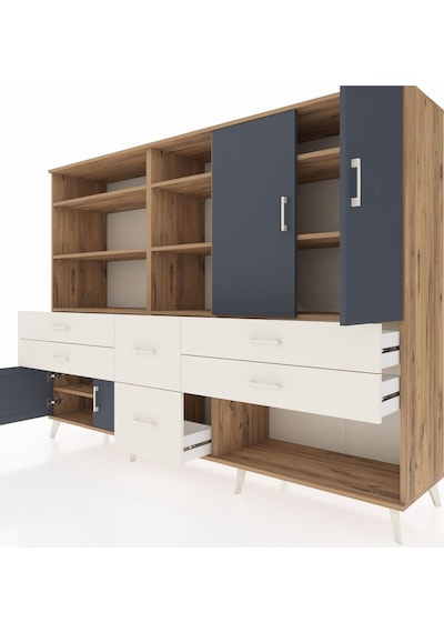 Hyperion Dolap 10 Raflı 6 Çekmeceli 4 Kapaklı 220x44x163 Çam-antr Çam-antrasit/aytaşı Hyperion Dolap 10 Raflı 6 Çekmeceli 4 Kapaklı 220x44x163 Çam-antr Çam-antrasit/aytaşı