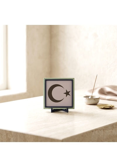 Minimal Hilal Ve Yıldız Motifli Masaüstü Süs, Estetik Ve Anlamın Modern Buluşması 10x10 Cm