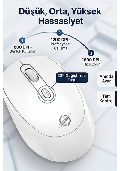 Profosyonel Bluetooth Şarj Edilebilir Kablosuz Ve Çift Mod Sessiz Mouse 800 - 1200 - 1400 Dpı Rb101