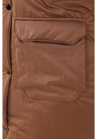 Maraton Sportswear Regular Kadın Kapşonlu Uzun Kol Basic Taba Parka 21418 Taba