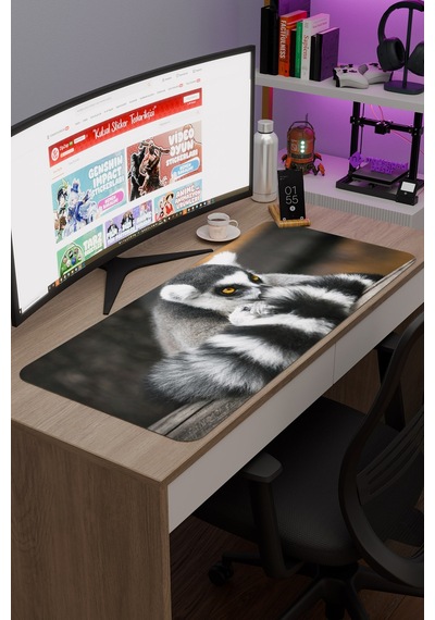 Lemur Kaymaz Dikişli Kauçuk Oyuncu Mousepad V5 - 90x40 Xxl Gaming Mouse Pad Fare Altlığı