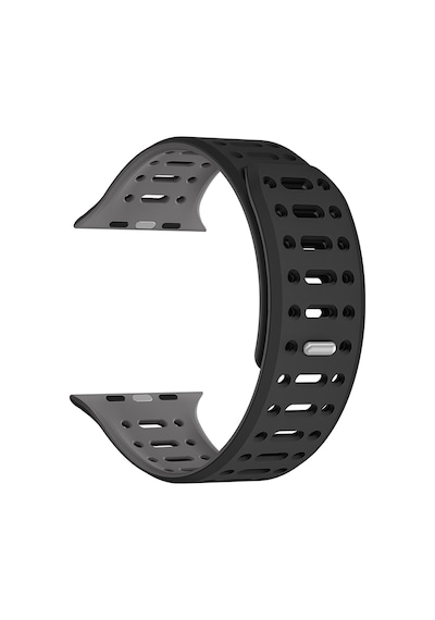 Mobilteam Watch Ultra 49mm Uyumlu Krd-124 Silikon Kordon Strap Kayış-siyah-gri