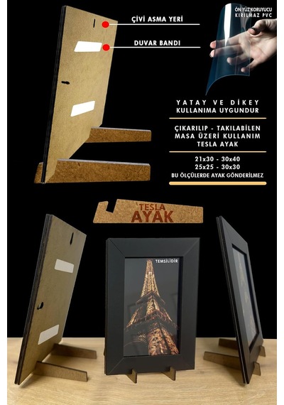 Yhfoto 10 Adet 15x21 Çerçeve Siyah Ahşap Şeritli Çerçeve Mdf Çerçeve Pvc'li Fotoğraf Karışık 15 X 21
