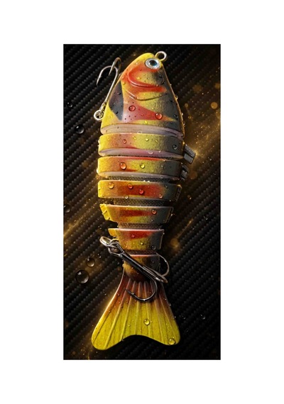 7 Parçalı Eklemli Swimbait 10 Cm 15 Gr Yüzüşlü 3d Gözlü Sarı Turuncu At Çek Avcı Balık Yemi