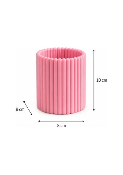 Lexroo Pembe Çizgili Makyaj Fırçalık Kozmetik Organizer Ve Masa