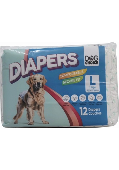 Dog Choice Diapers Köpek Bağlama Bezi L Boy 12 Li Paket Erkek Köpek Pedi