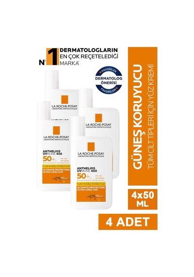 La Roche Posay Anthelios Uvmune 400 Invisible Fluid Güneş Kremi SPF50+ 4 x 50 ML