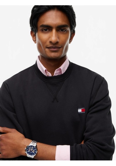Tommy Hilfiger Tjm Reg Badge Crew Ext Erkek Siyah Sweatshirt - Dm0dm23607