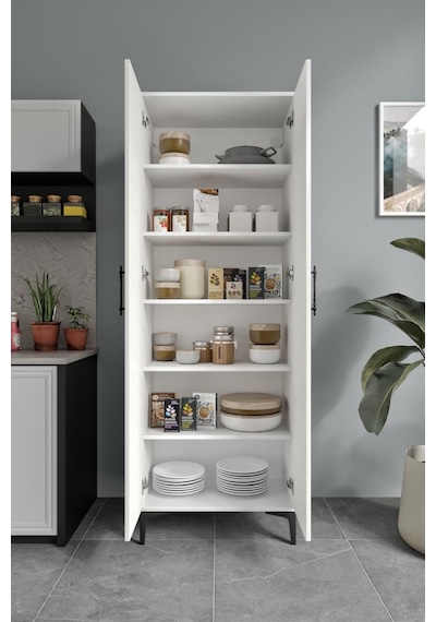Plain Metal Ayak Metal Kulp Pla2200 Çok Amaçlı Dolap Mutfak Dolabı Banyo Dolabı Ayakkabılık Balkon Dolabı Kiler Dolabı Beyaz