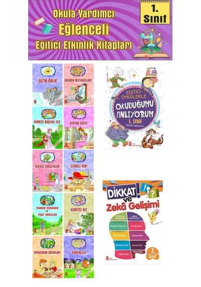 1. Sınıf Okula Yardımcı Eğitici Okuduğumu Anlıyorum - Dikkat Ve Zeka Gelişimi - 10 Lu Hikaye Seti 2