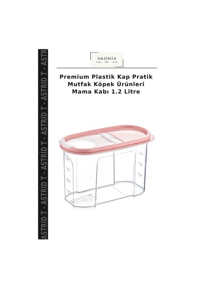 Premium Plastik Kap Pratik Mutfak Köpek Ürünleri Mama Kabı 1.2 Litre