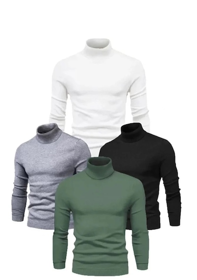 Modi 4 Adet Unisex Kaşkorse Boğazlı Full Likralı Fitilli Body Kazak Çok Renkli Modi 4 Adet Unisex Kaşkorse Boğazlı Full Likralı Fitilli Body Kazak Çok Renkli