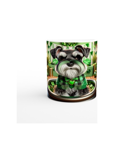 St. Patrick Temalı Schnauzer Köpek Baskılı Kupa Bardak Renkli