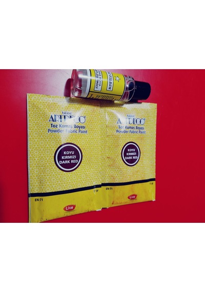 Artdeco Toz Kumaş Boyası Koyu Kırmızı 13 G 2 Adet Boya + 1 Sabitleyici