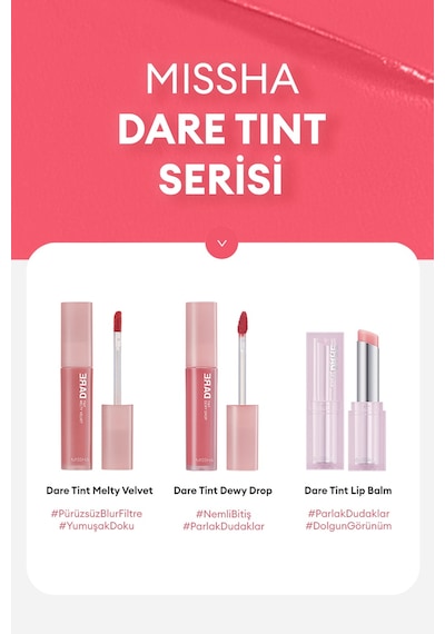 Uzun Süre Kalıcı Bulaşma Yapmayan Kadifemsi Bitiş Sunan Tint Dare Tint Melty Velvet Rose Letter 0