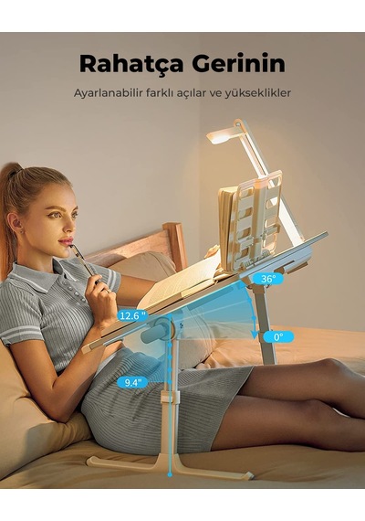 Saiji K8 Ultimate LED Masa Işıklı Dizüstü Çalışma Masası Gri