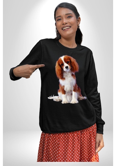 Cavalier King Charles Spaniel Unisex Siyah Sweatshirt Siyah