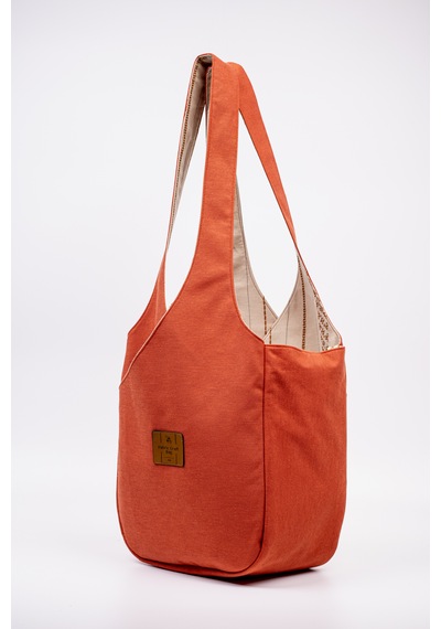Fabric Craft Bag Omuz Çantası Duck Kumaş Astarlı Büyük Boy Günlük Tote Kırmızı